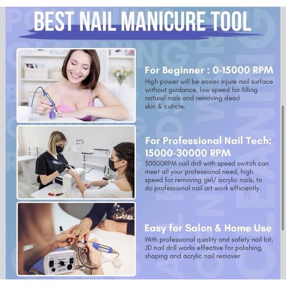 Makartt Nail Drill Electric Nail File JD700 Nail Drills for Acrylic Nails Pro - Picture 5 of 10
